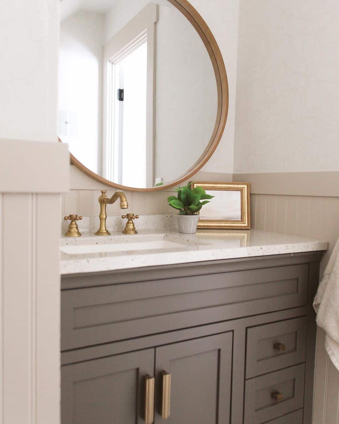 Beige Beadboard Bathroom Half Wall Soul & Lane
