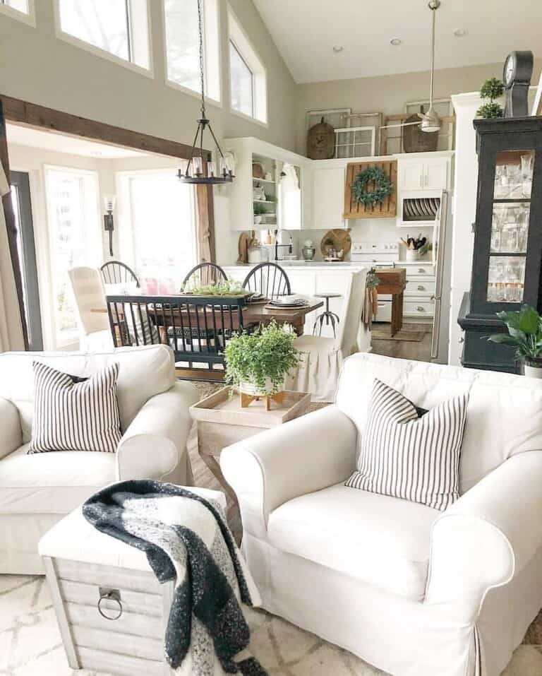 Beige Living Room With Black Accents