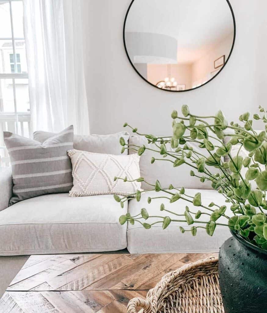 Beige Living Room With Rustic Coffee Table