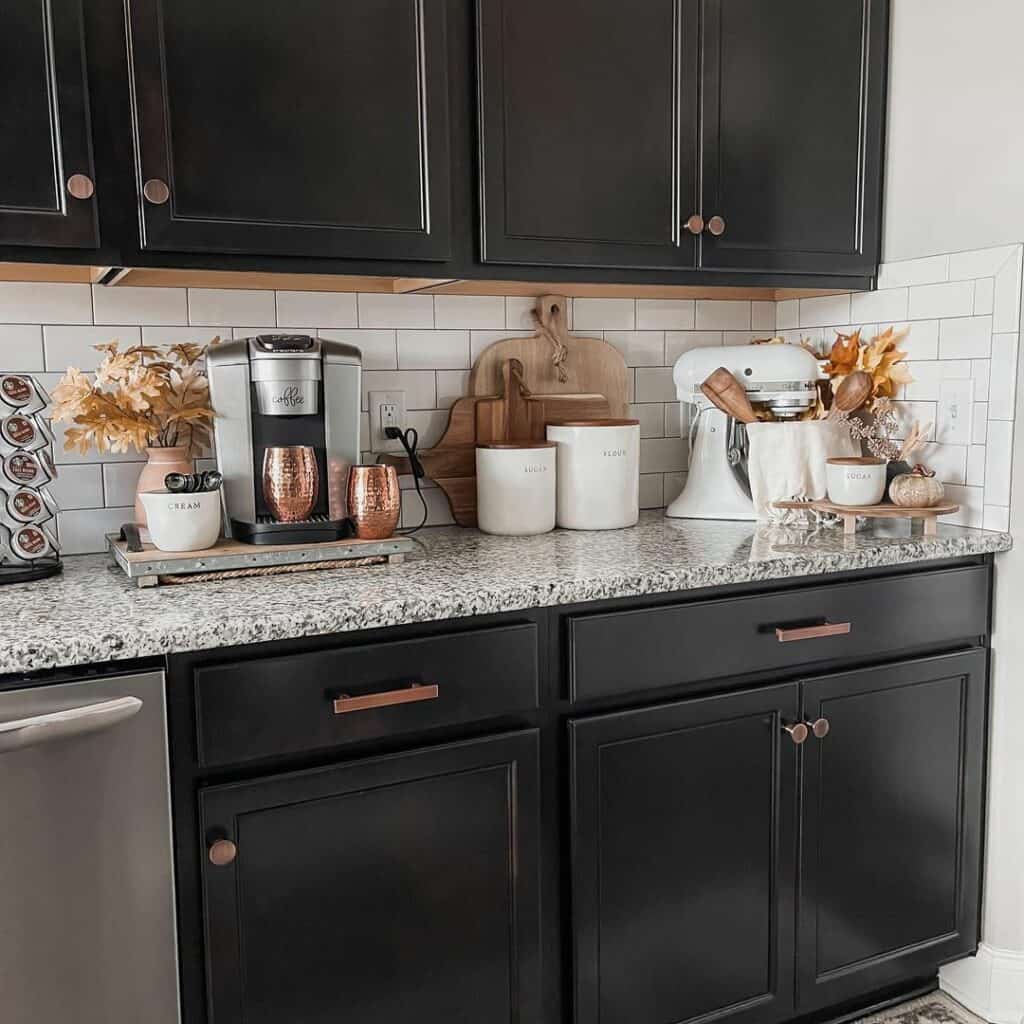 Black Cabinets With Bronze Kitchen Hardware