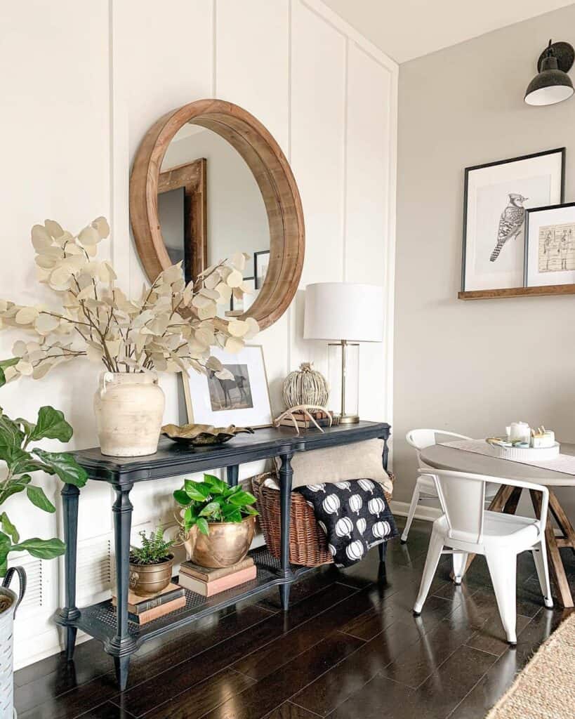 Black Console Table with Spring Accents