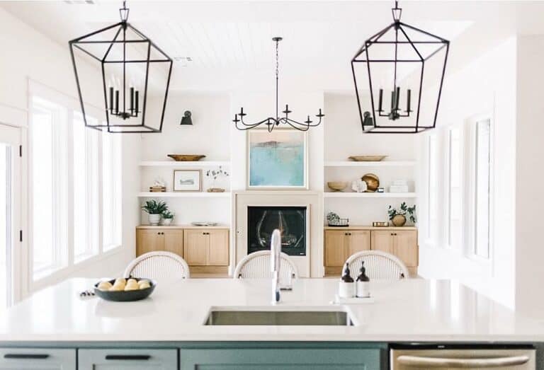 Black Farmhouse Lantern Pendant Lights for Kitchen Island