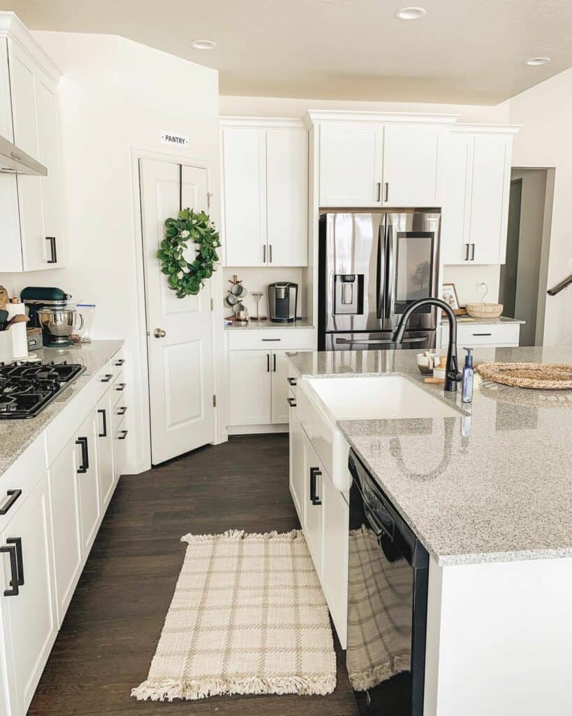 Black Hardware in White Cabinet Kitchen