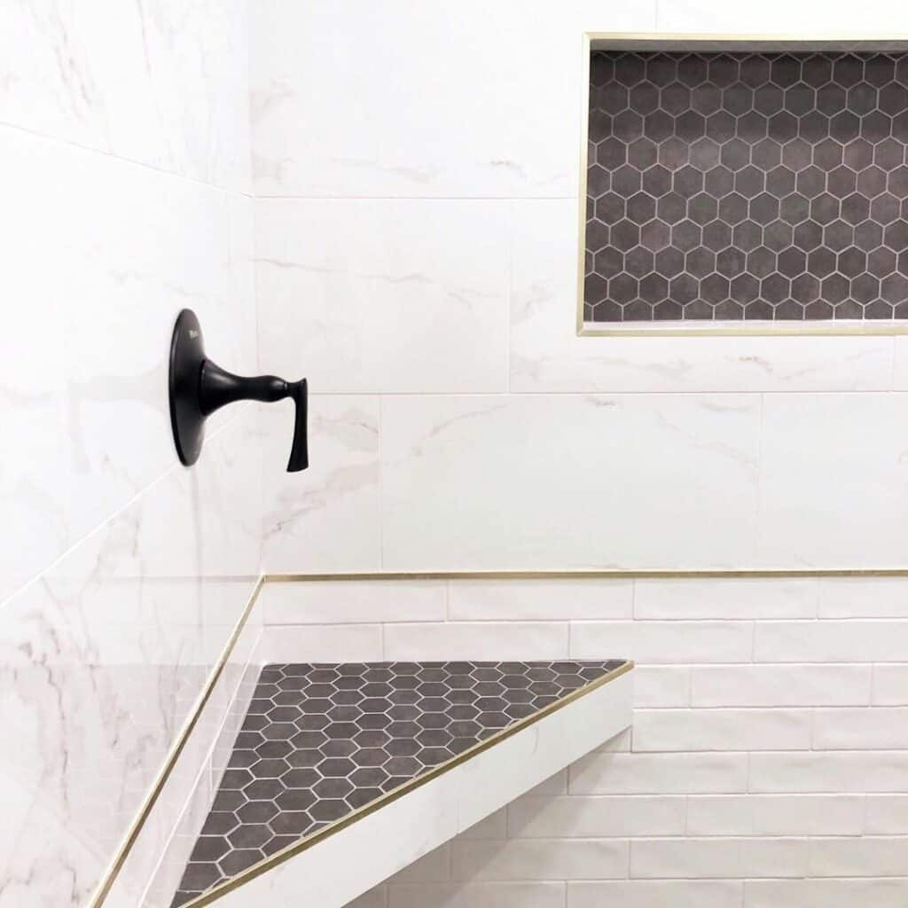 Black Honeycomb Tile in Shower Niche