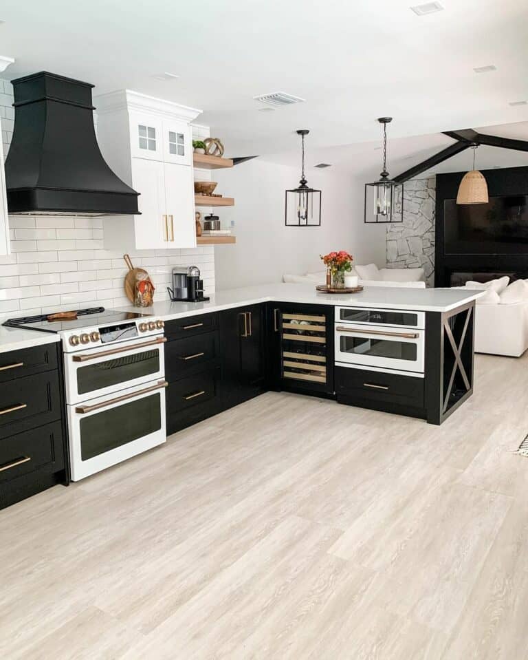 Black Kitchen Cabinets With White Appliances