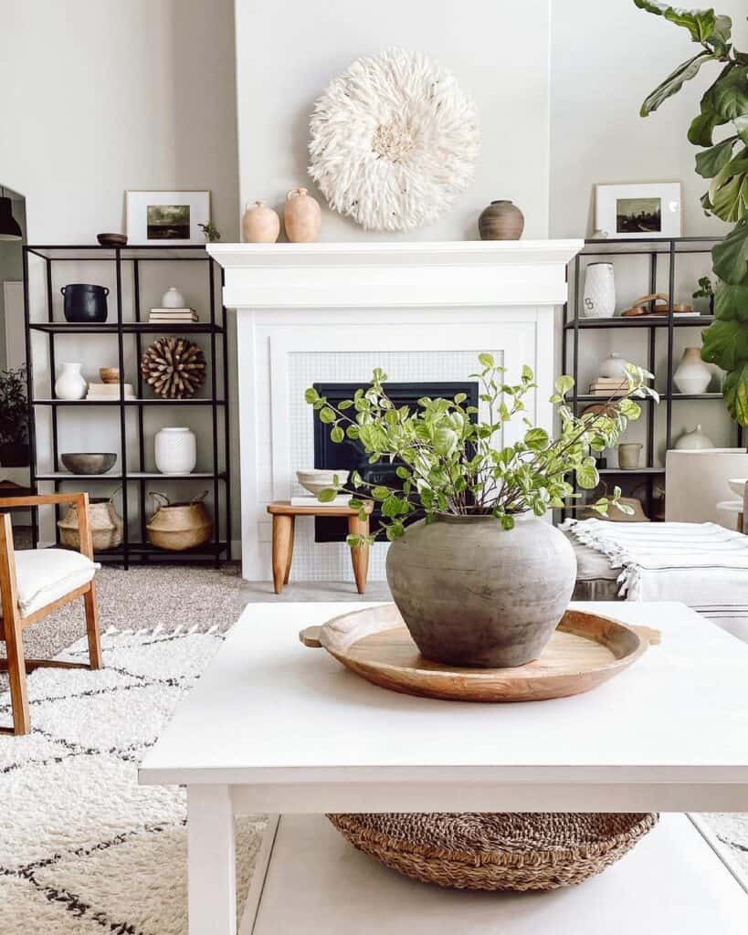 Black Metal Standing Living Room Shelves