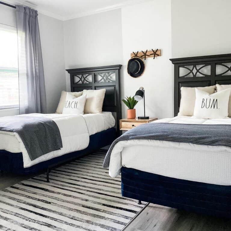 Black Twin Beds with Beach Bedding