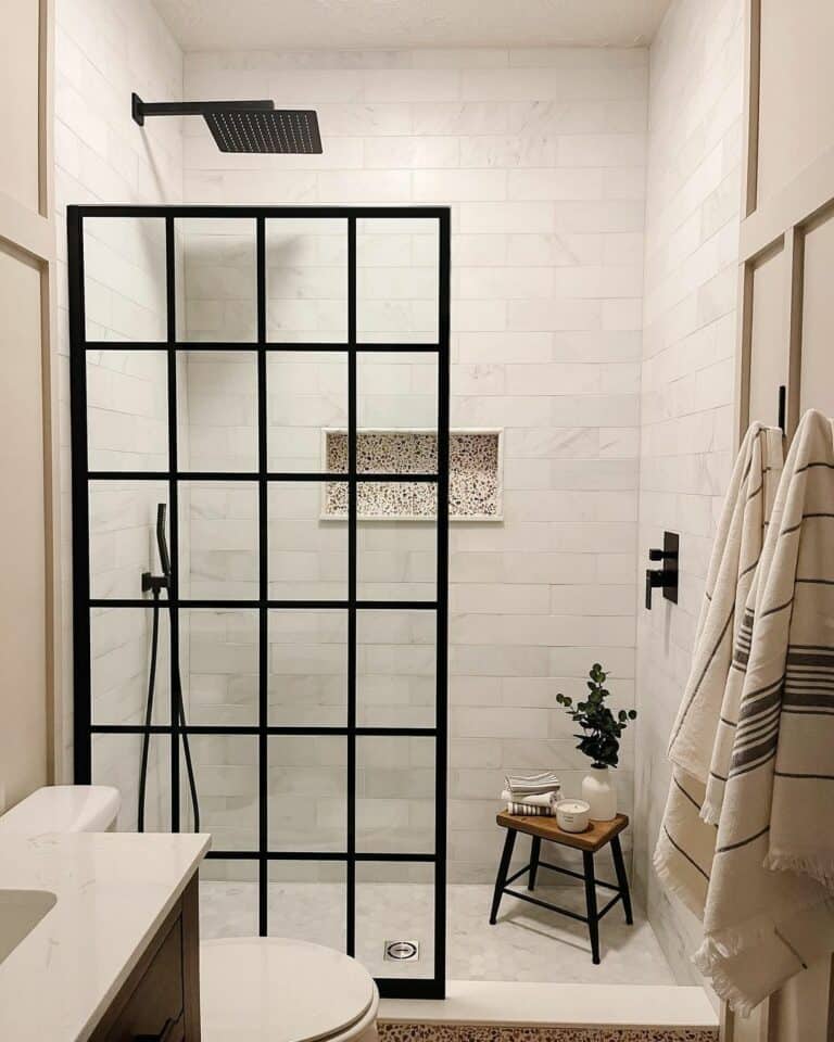 Black Window Pane Doorless Shower