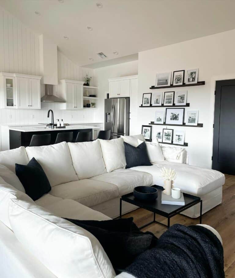 Black and White Gallery Wall in Living Room