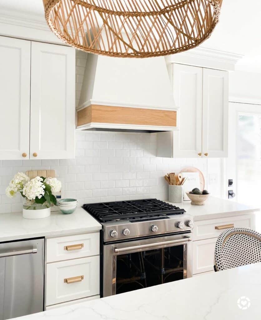 Black and White Kitchen With Gold Hardware