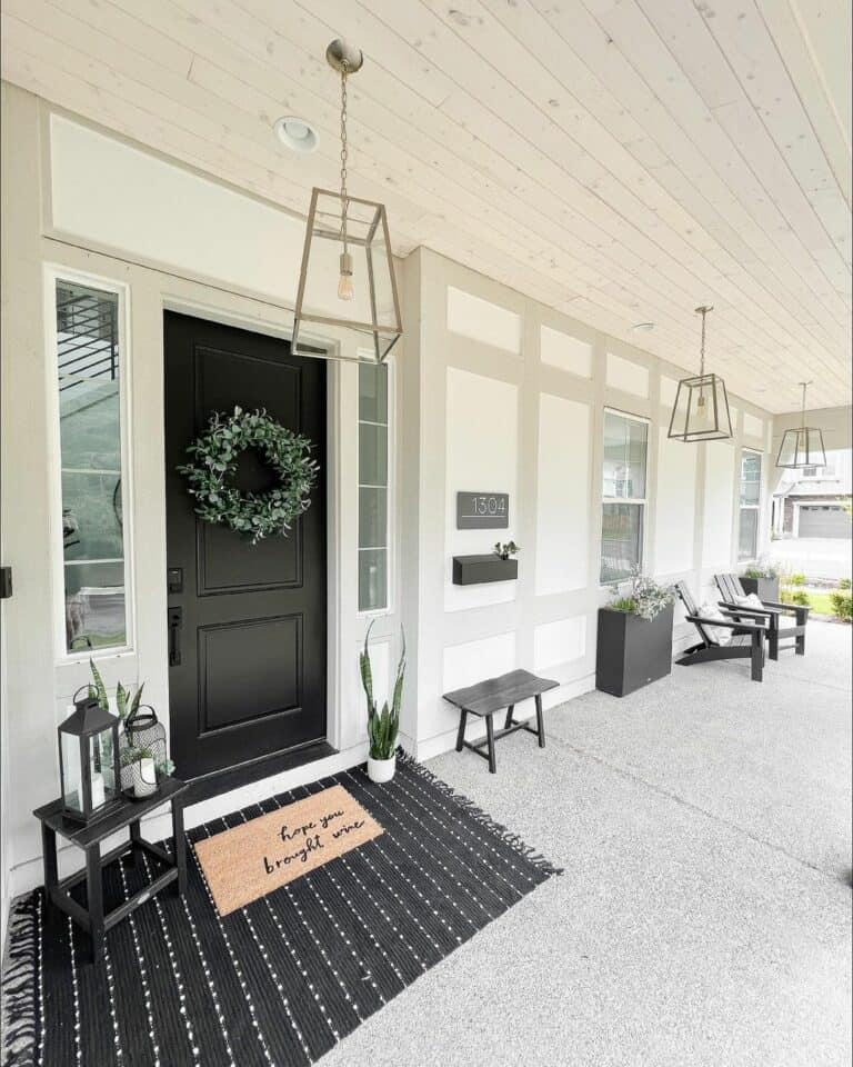 Black and White Modern Farmhouse Front Porch Ideas