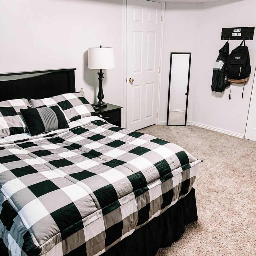 Black and White Plaid Boy's Bedroom