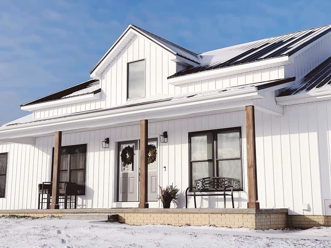 Black and White Porch with Wood Columns Soul & Lane