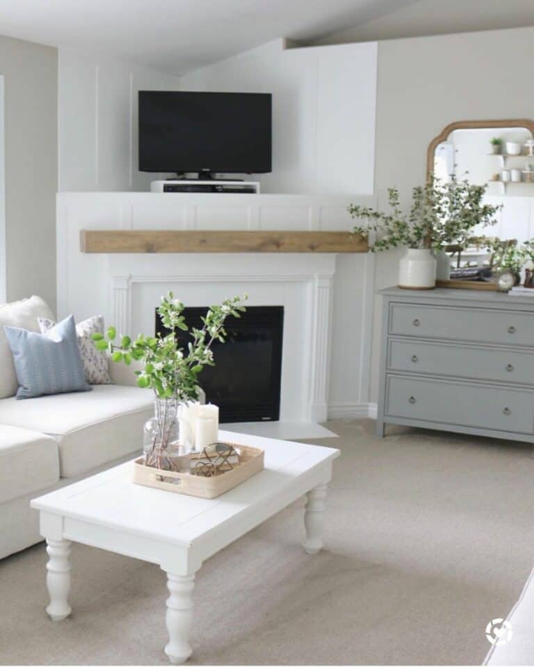 Blue Accent Piece in Neutral Living Room