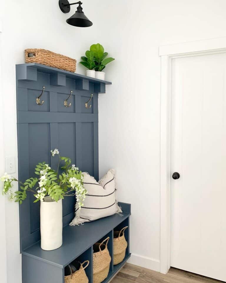 Blue Bench in a Small Mudroom