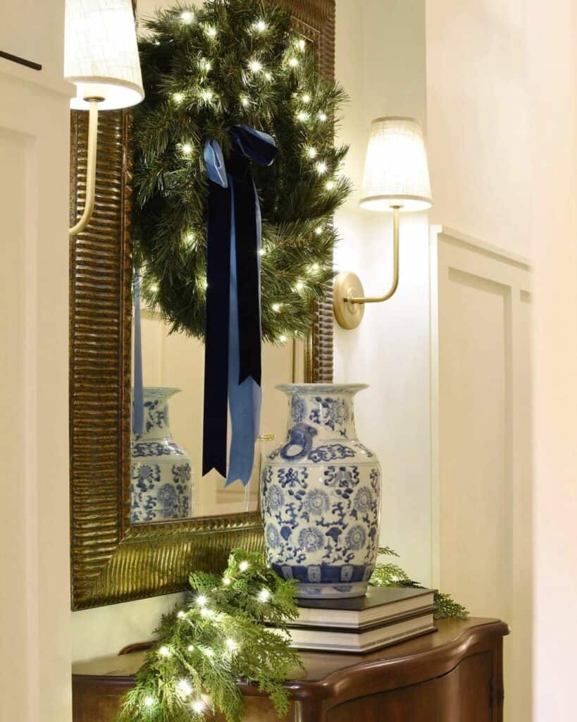 Blue Christmas Entryway Style