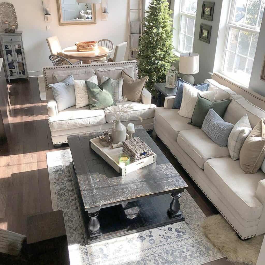 Blue and Gray Living Room Combination