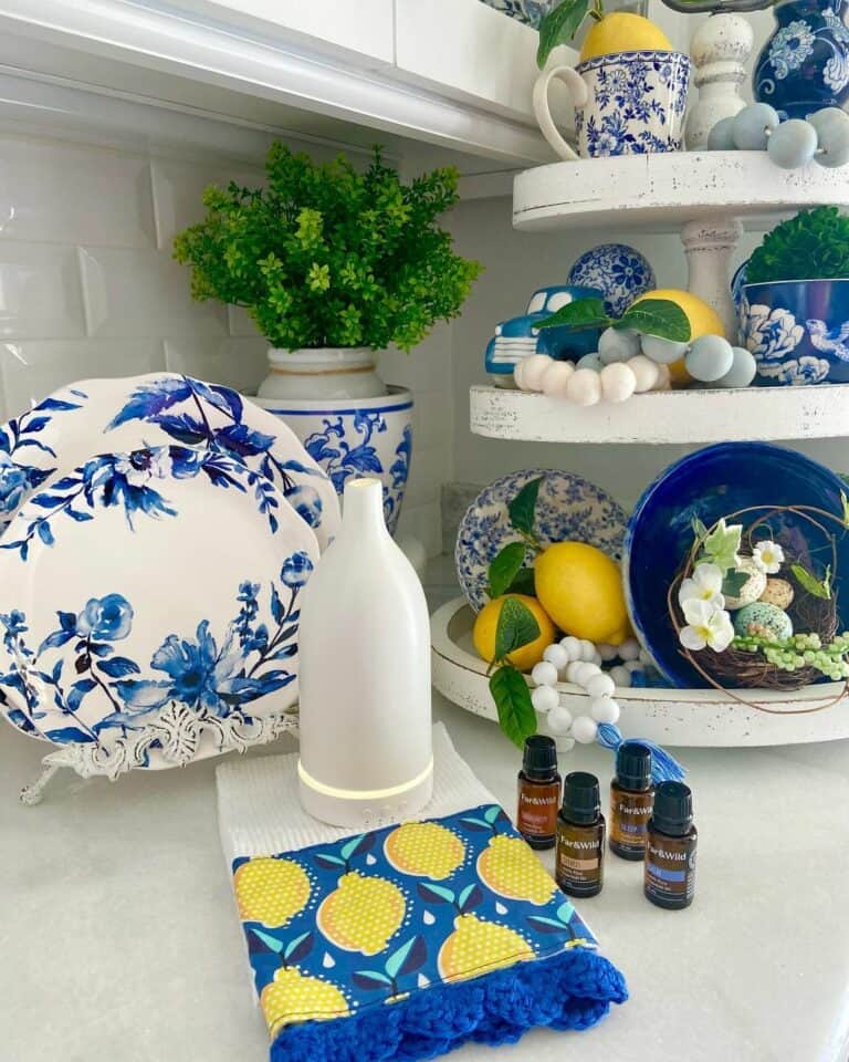 Blue and Lemon Kitchen Counter