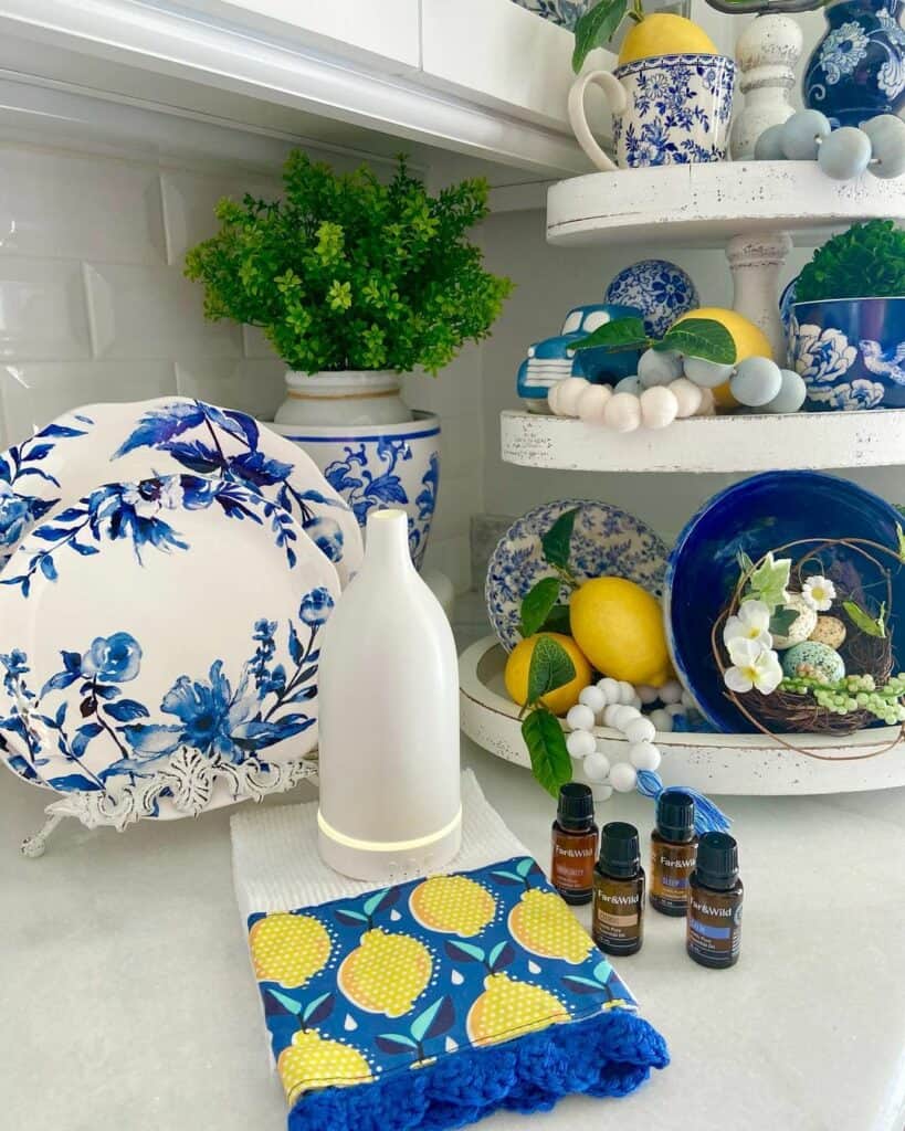 Blue and Lemon Kitchen Counter