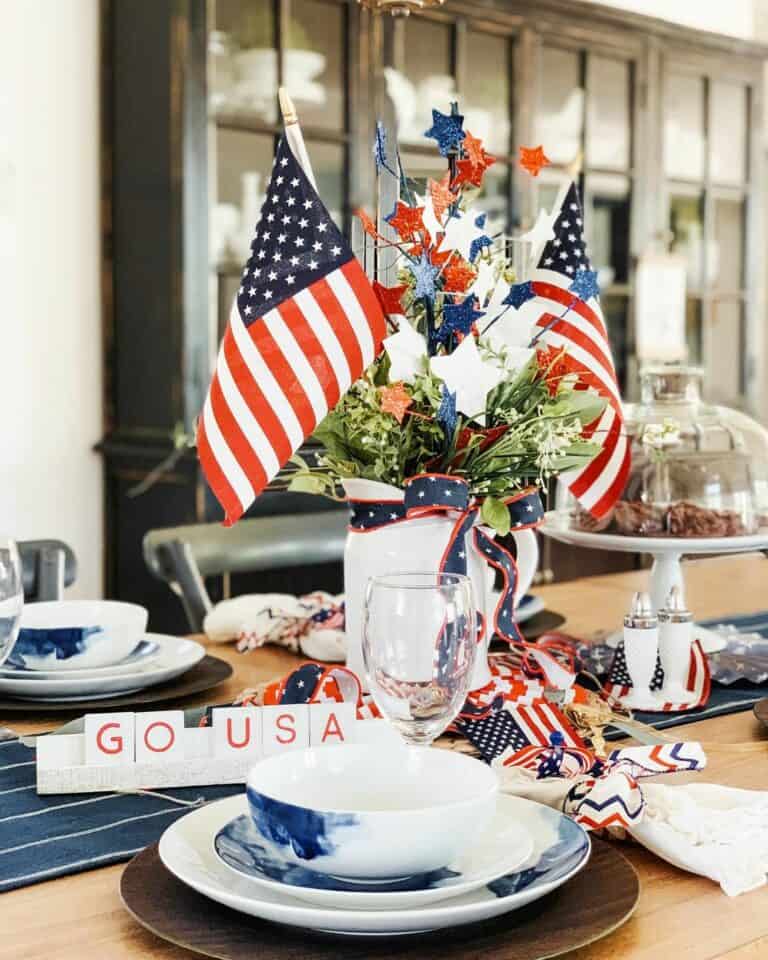 Blue and White Tableware on Festive Table