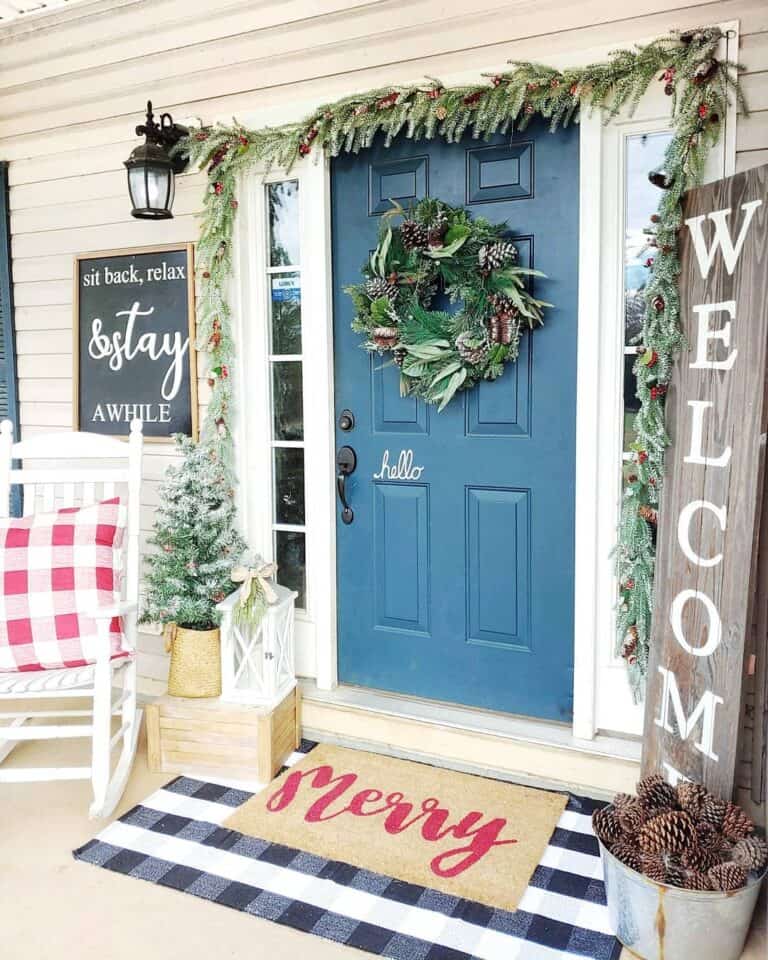 Bold Plaid Entry Décor for Christmas