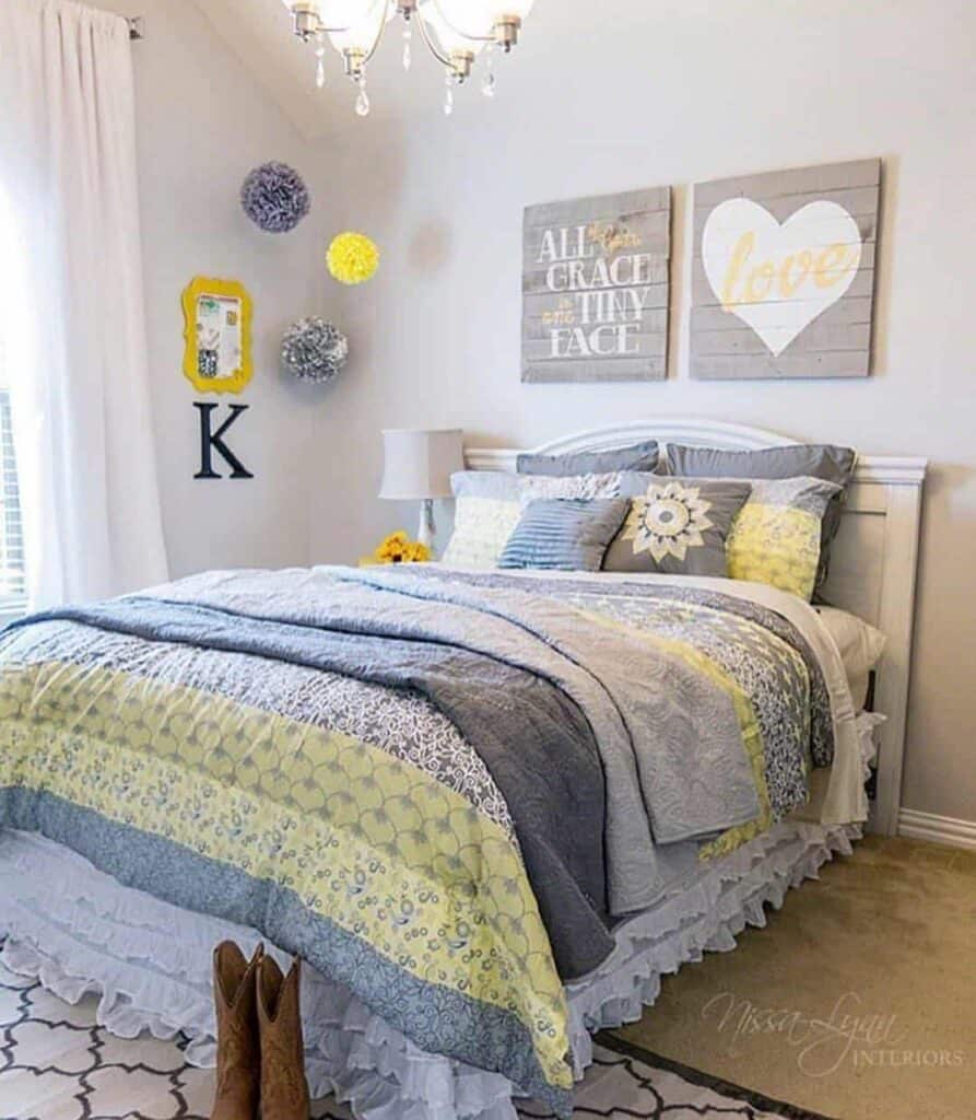 Bright Country Bedroom with Yellow Accent