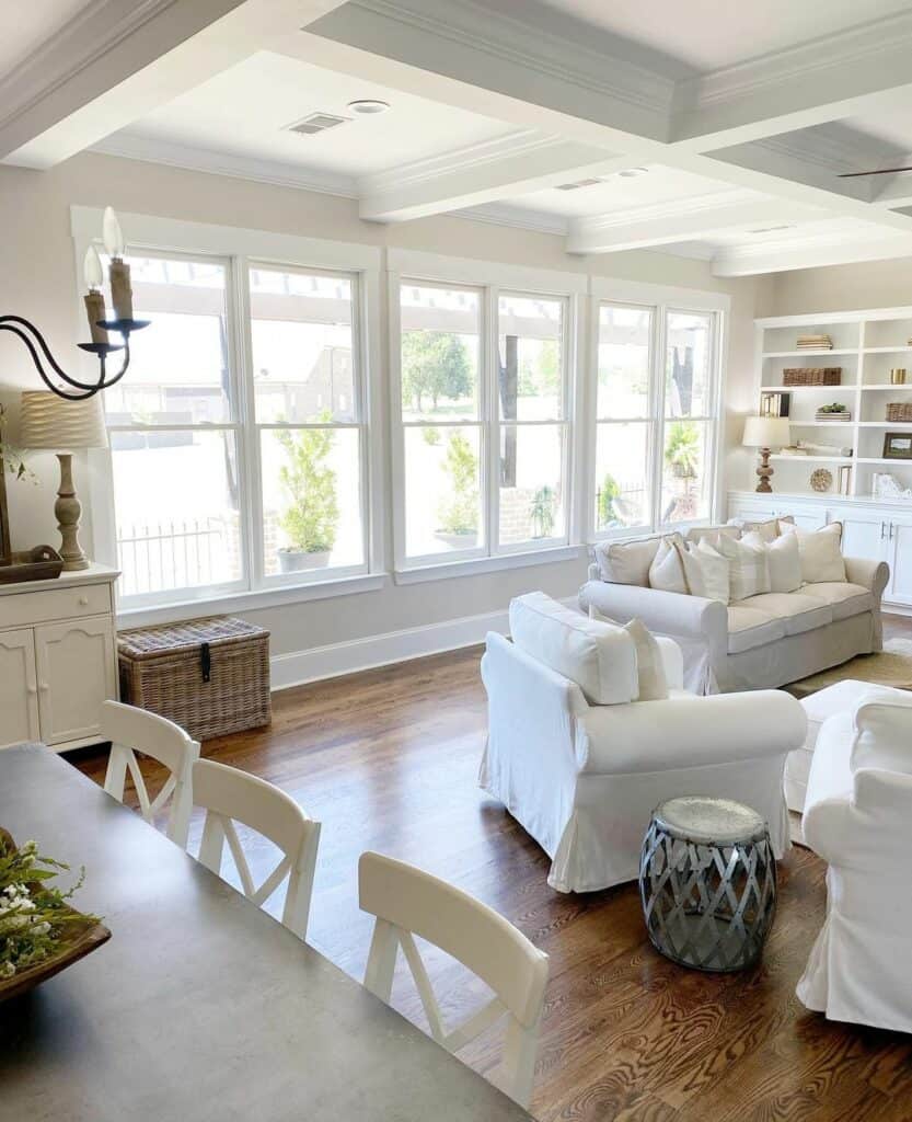 Bright Living Room With Modern Window Trim