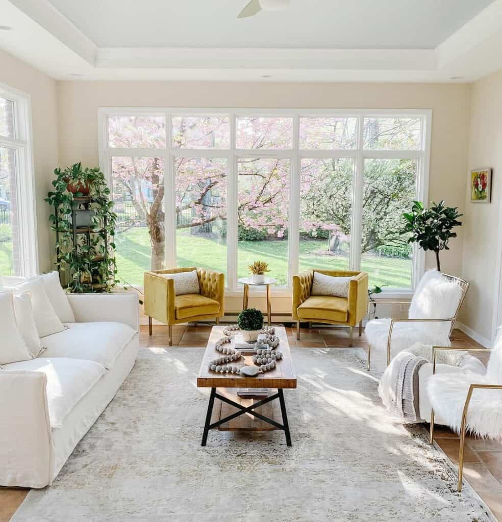 Bright Living Room with White Couch