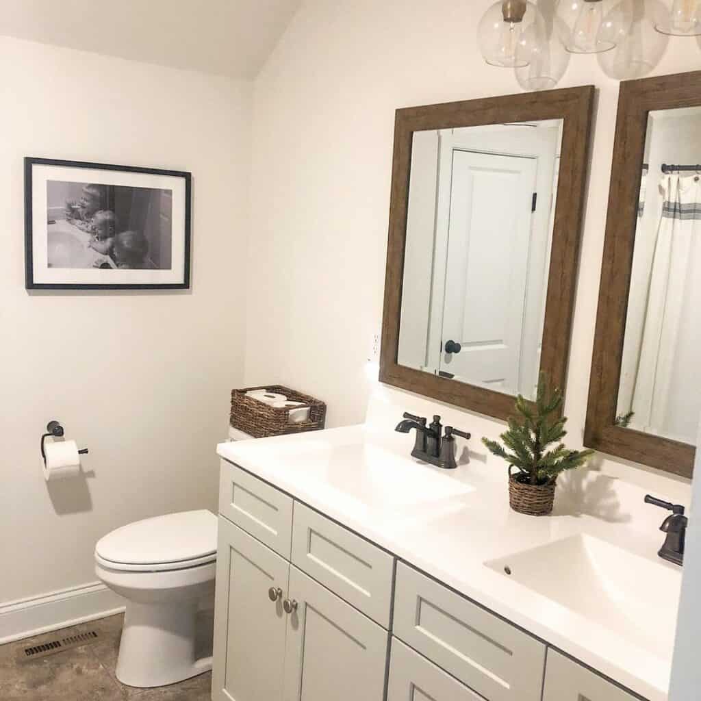 Bright Modern Bathroom With Rustic Mirrors Soul & Lane