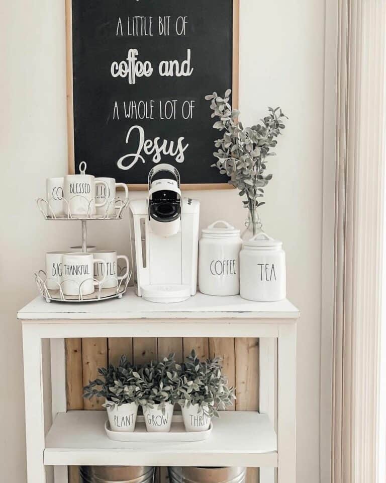 Bright White Miniature Coffee Bar for Tight Spaces