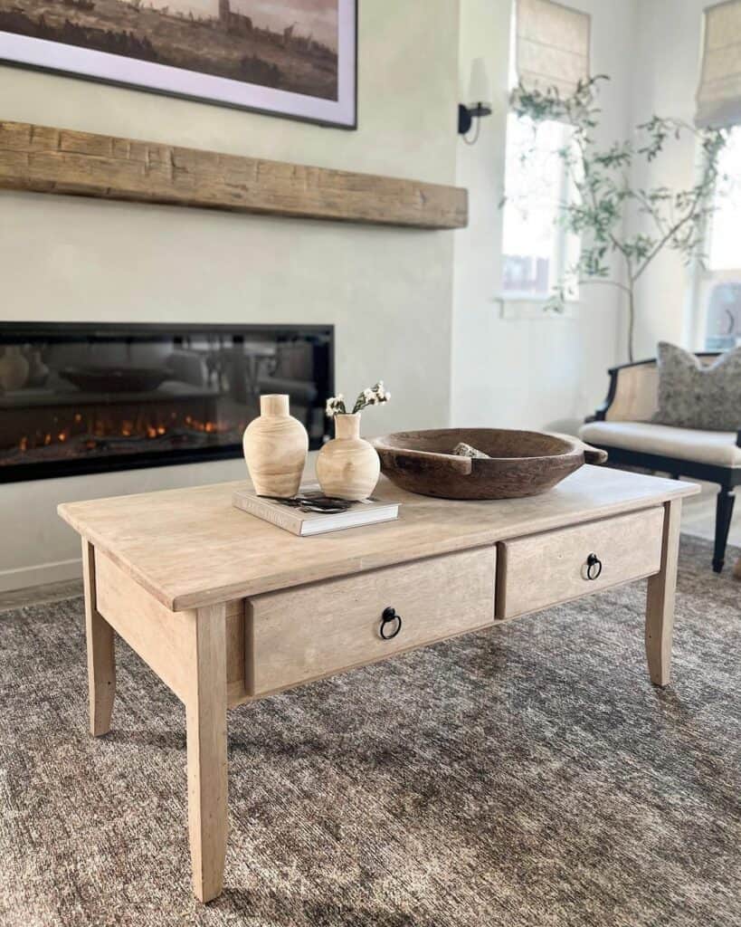 Built-In Fireplace and Wood Mantel - Soul & Lane