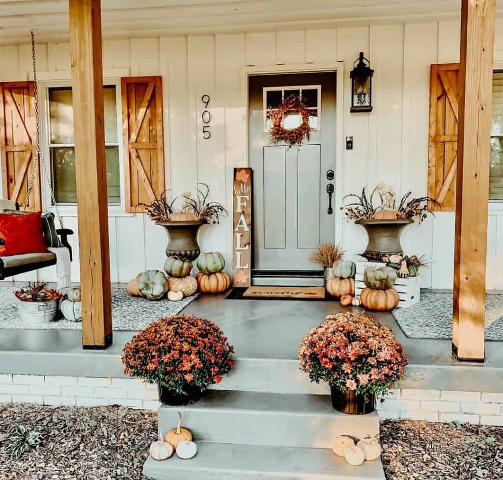 Cement Front Steps and Fall Décor Ideas