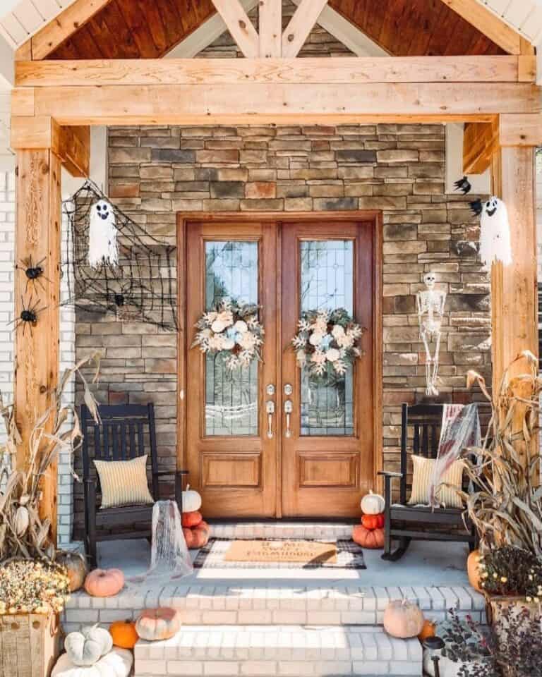 Cheerful Ghosts and Fall Front Door Wreaths