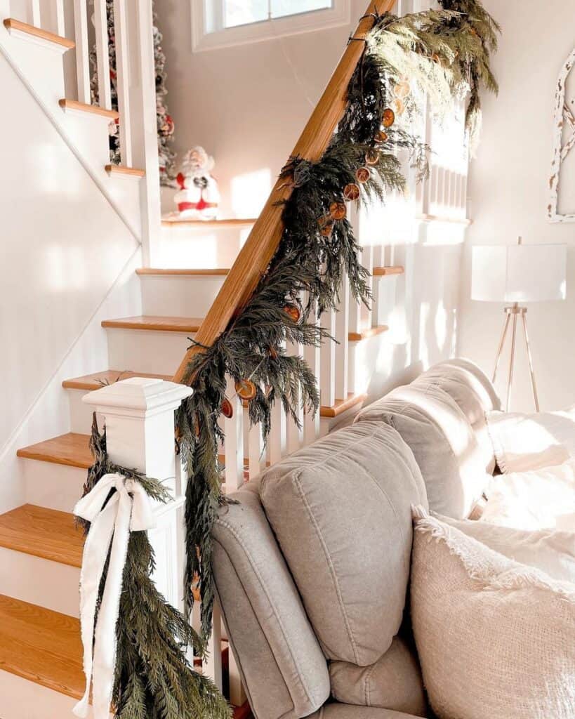 Christmas Décor Displayed on Staircase