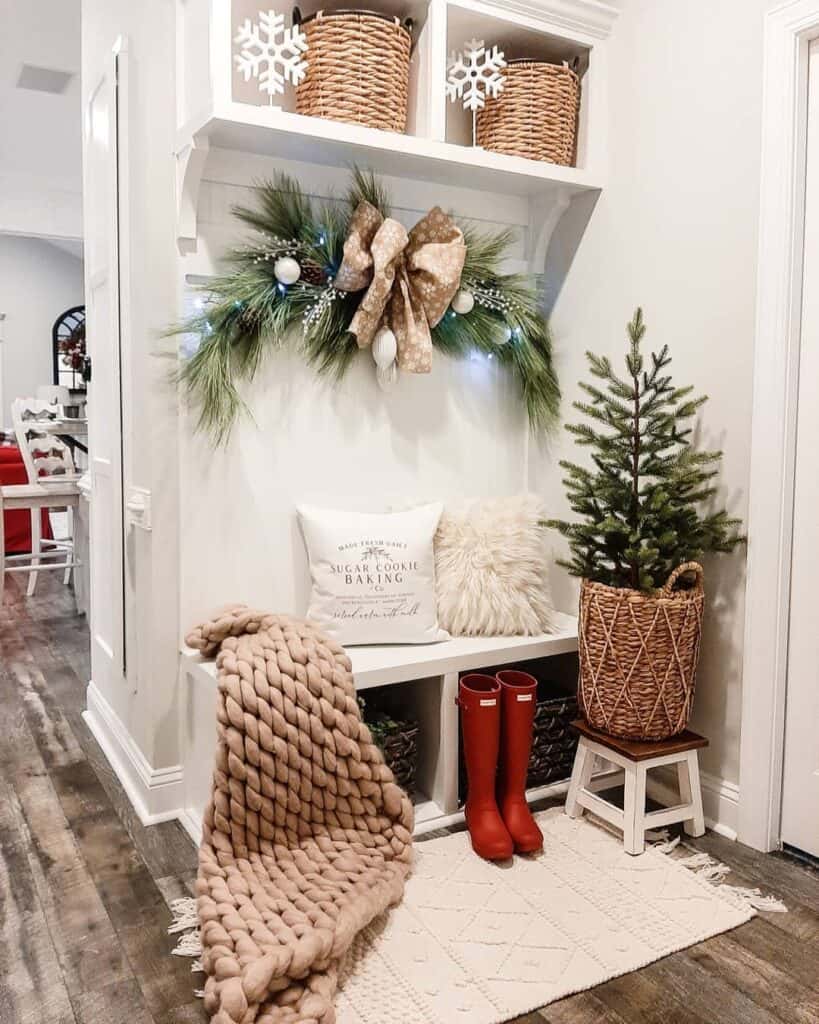 Christmas Garland Swag in Festive Mudroom