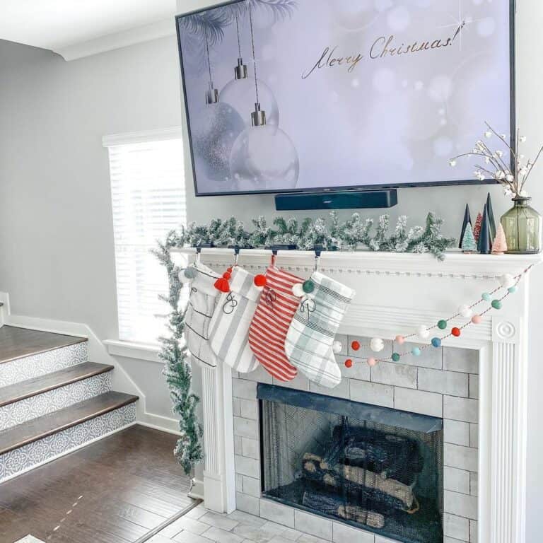 Christmas Mantel Garland with TV