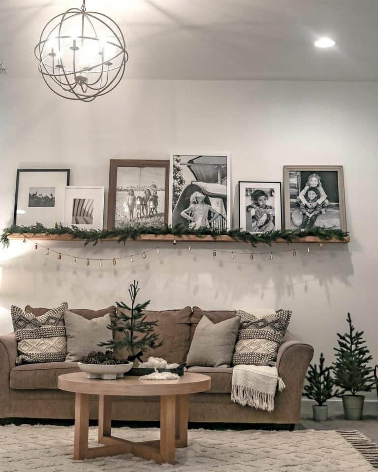 Christmas Picture Ledge with Black and White Photos