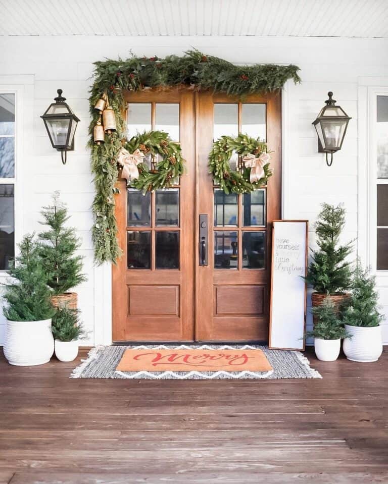 Christmas Wooden Double Front Door