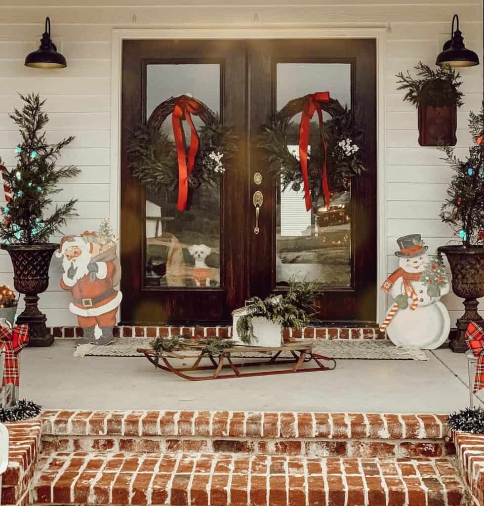 Christmas Wreaths With Red Bows for Front Door