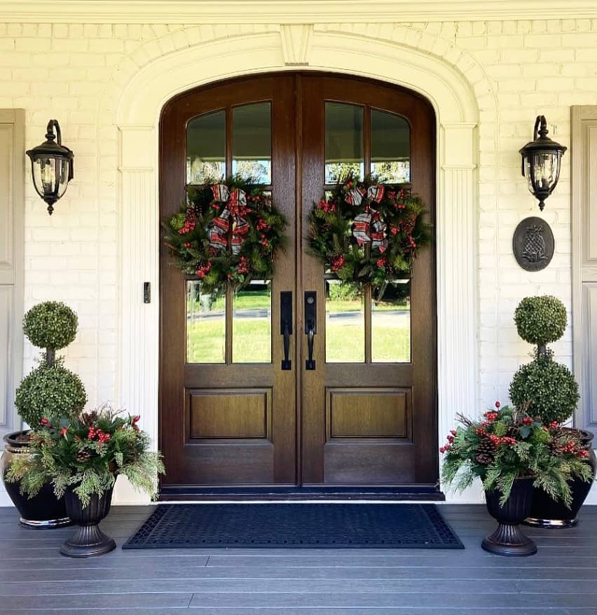 Christmas Wreaths for Dark Stained Wood Double Doors Soul & Lane