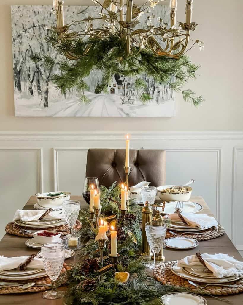 Classic Dining Room with White Wainscoting