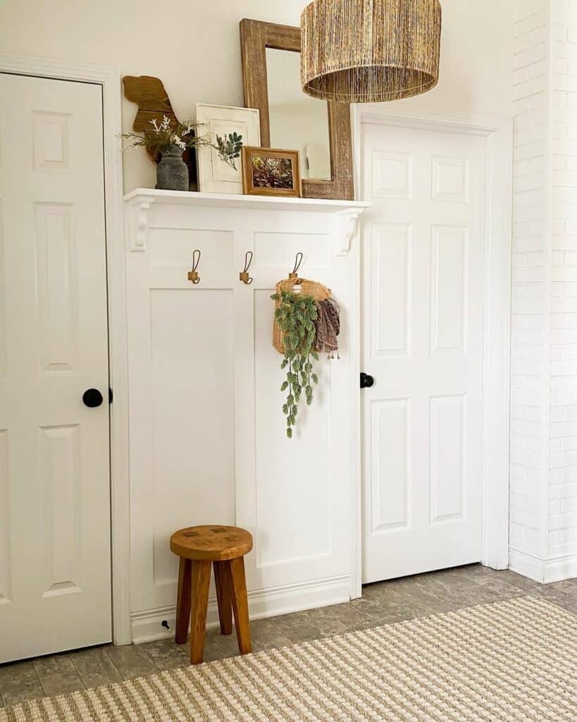Classic White Entryway with Wood Accents