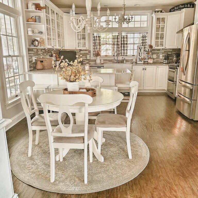 Classic White Kitchen and Dining Space