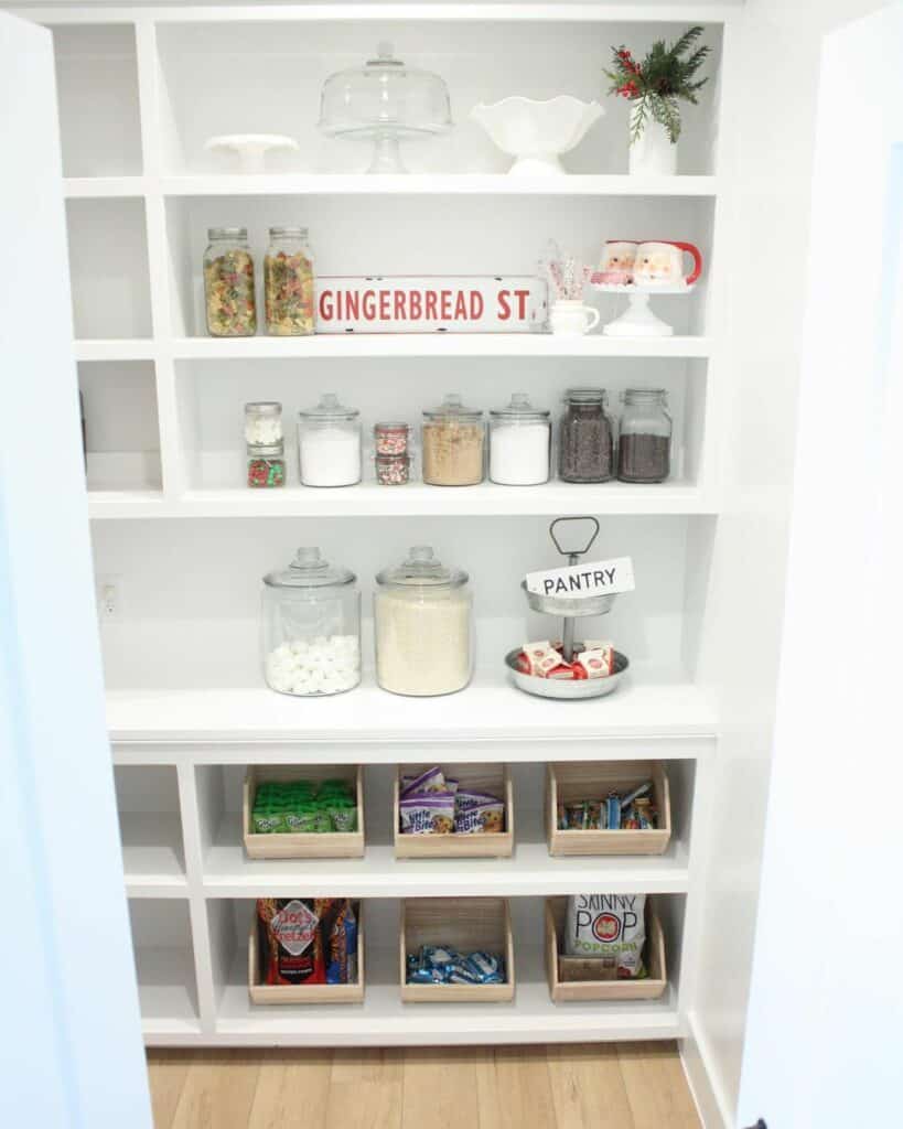 Clean and Minimal Pantry Shelves with Storage
