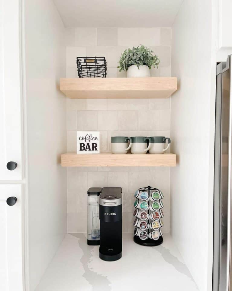 Clean and Simple Coffee Nook to Maximize a Small Space
