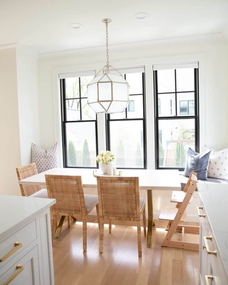 Coastal and Bright Breakfast Nook with Bench