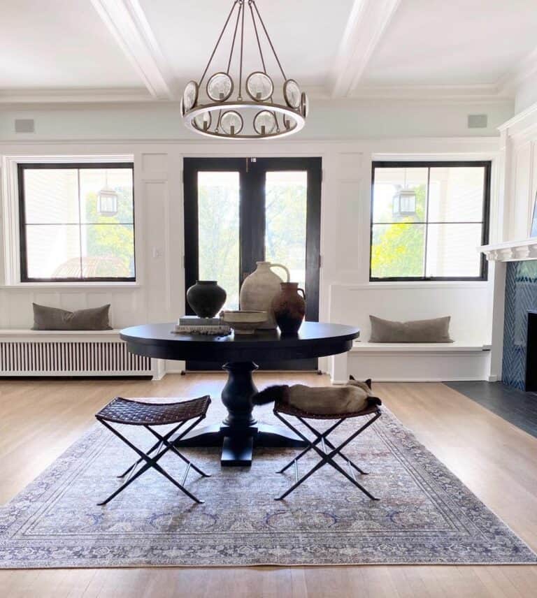 Coffered Ceiling Foyer With Chandelier