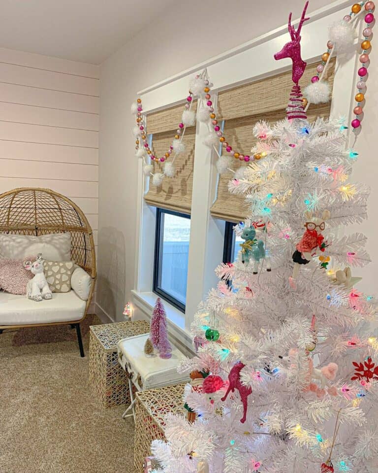 Colorful Christmas Décor in Neutral Room