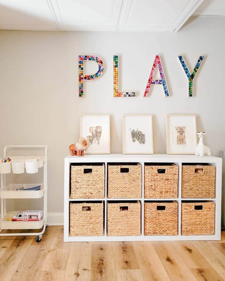 Colorful Wall Décor in White Play Space