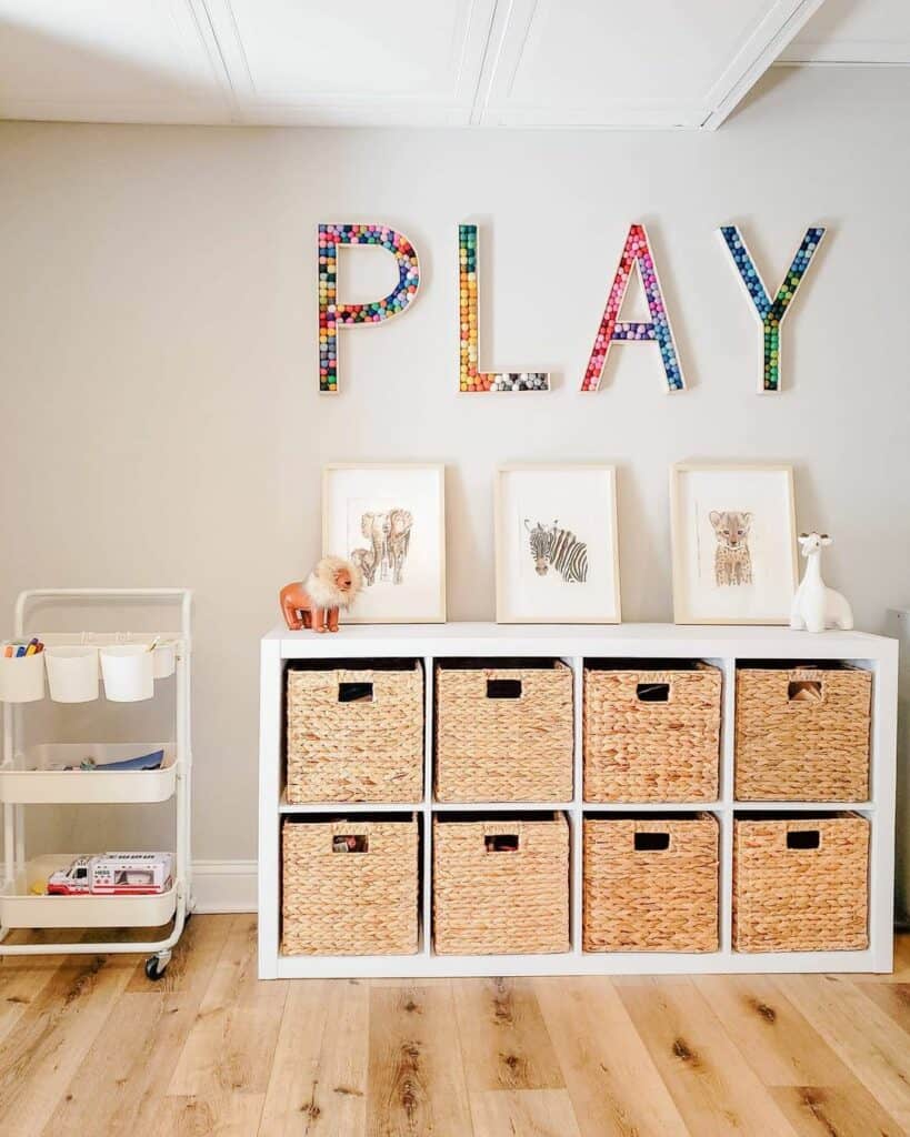 Colorful Wall Décor in White Play Space